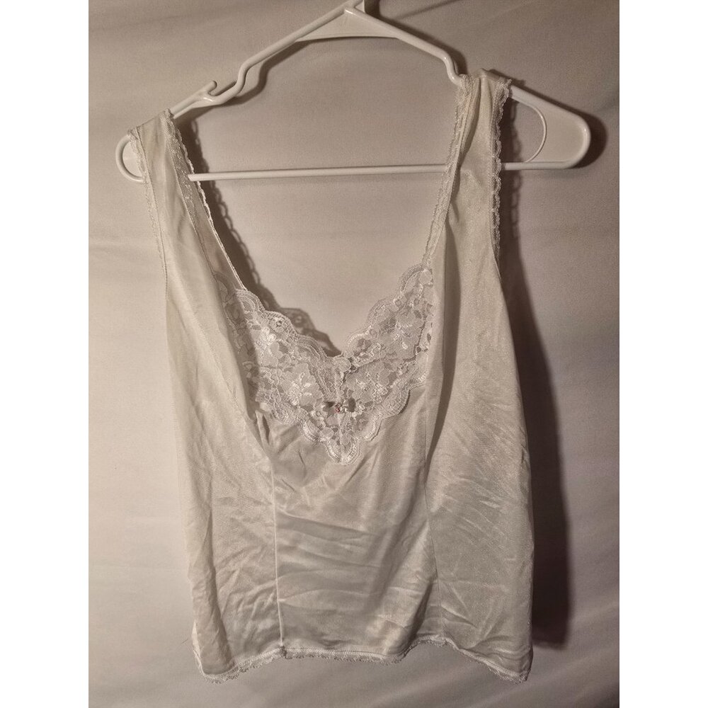Vintage Ashley Taylor White Lacy Cami Camisole Top Women’s‎ Large L Cottagecore